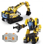 RBB-1019  DIY 2 in 1 RC Robotic Rock Man & Excavator Building Block Toy