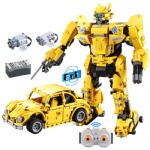 RBB-1022 2.4g RC RC Deformation B127 Robot & The Beatles car 2 in 1 Building Blocks