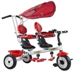 Multifunctional double seats ride on twin tricycle and baby stroller(2 in 1)